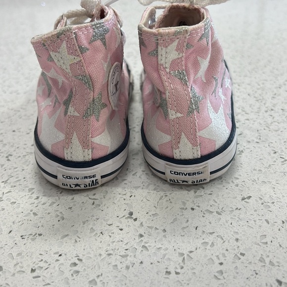 Converse Pink All Star High Tops with Glitter Stars size 8 - Picture 5 of 8